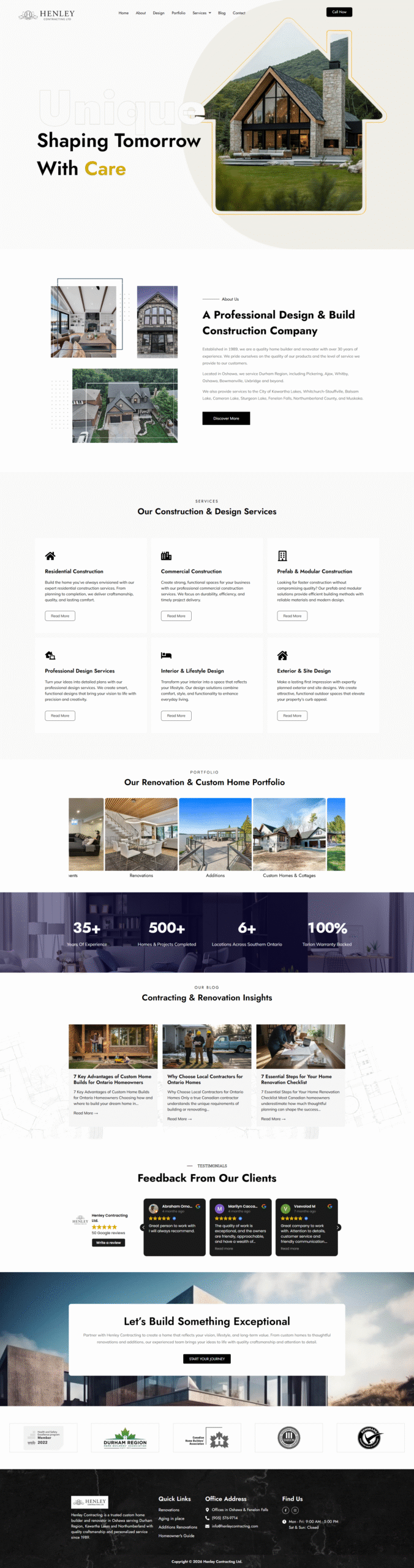 Henley Contracting website