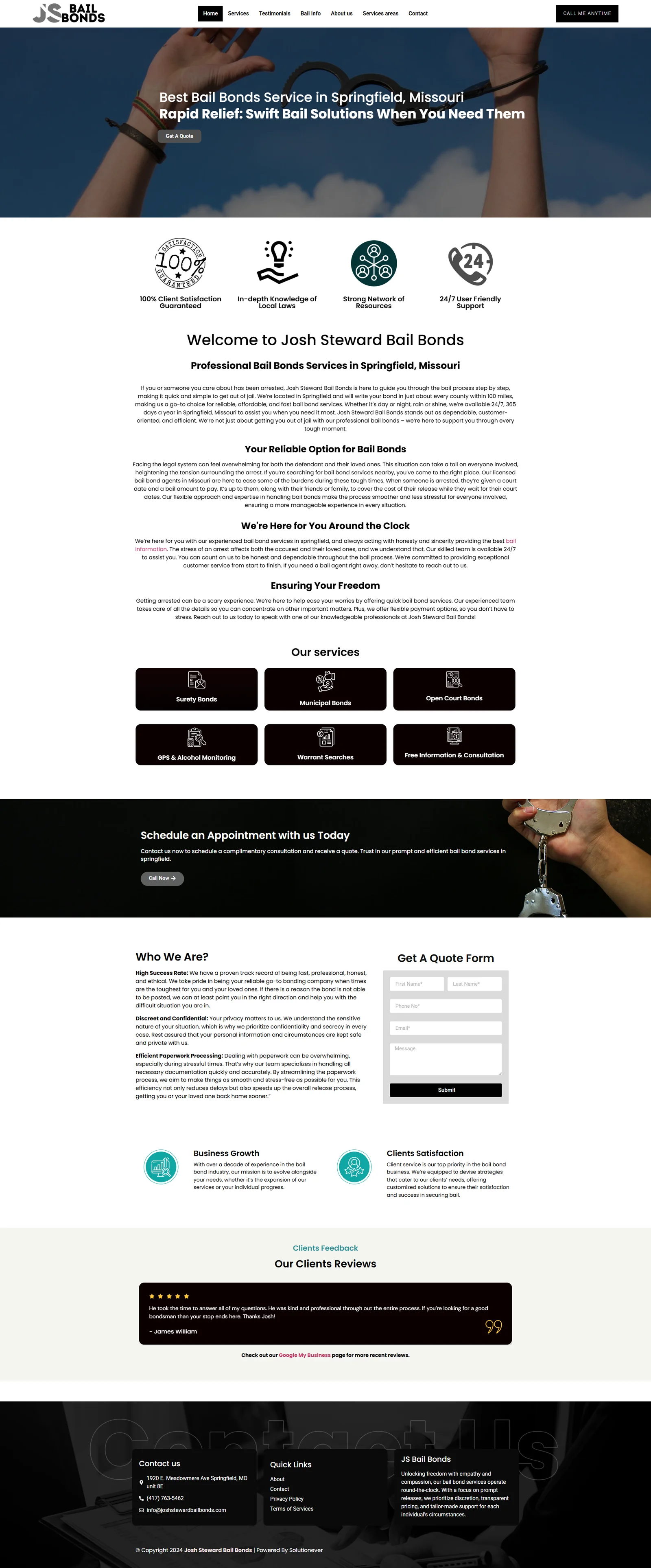 Josh Steward Bail Bonds website