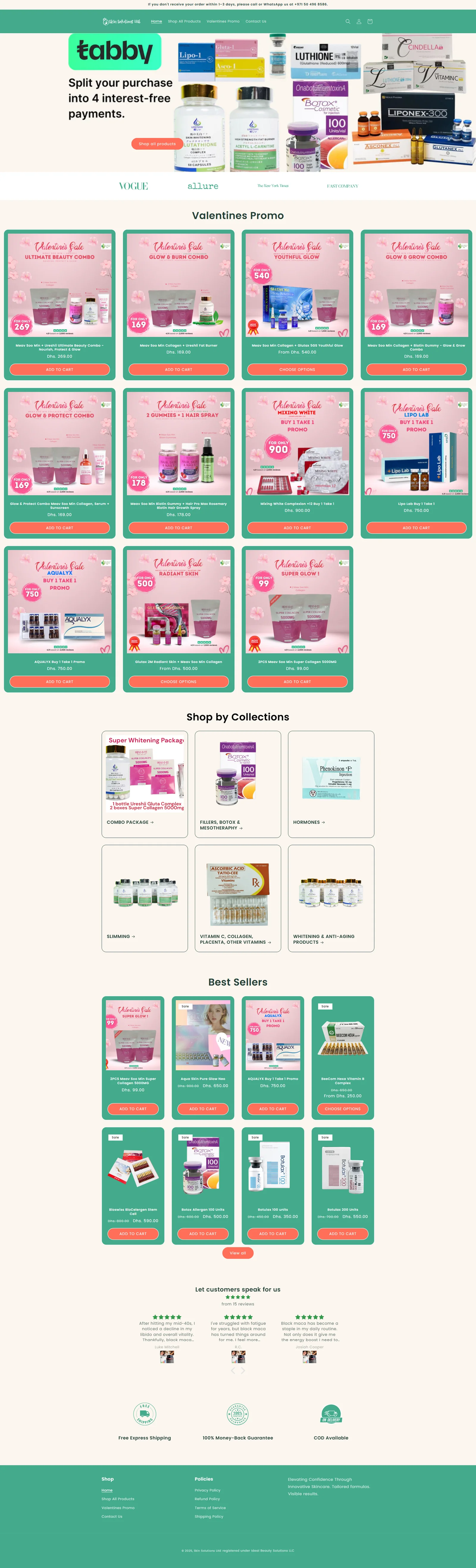 Skin Solutions UAE website