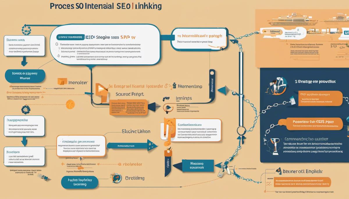 A diagram showing the process of internal linking in on-page SEO